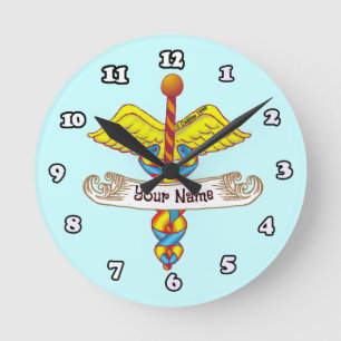 Caduceus  round clock
