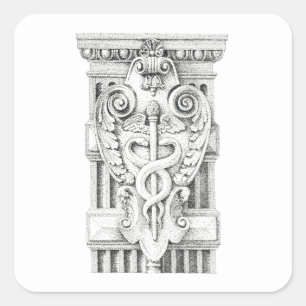 CADUCEUS Small Square Stickers