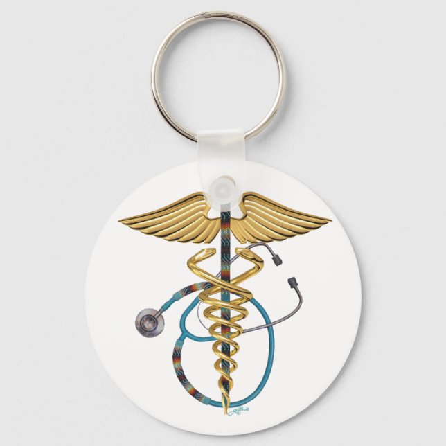 Caduceus & Stethoscope Key Ring (Front)