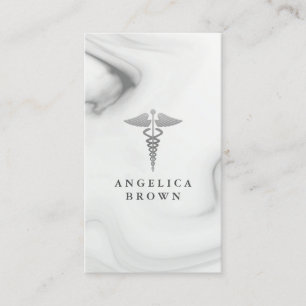 Caduceus Symbol Marble Pattern Business Card