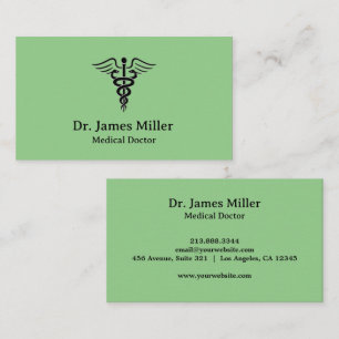 Caduceus Symbol Medical Professional Green  Business Card