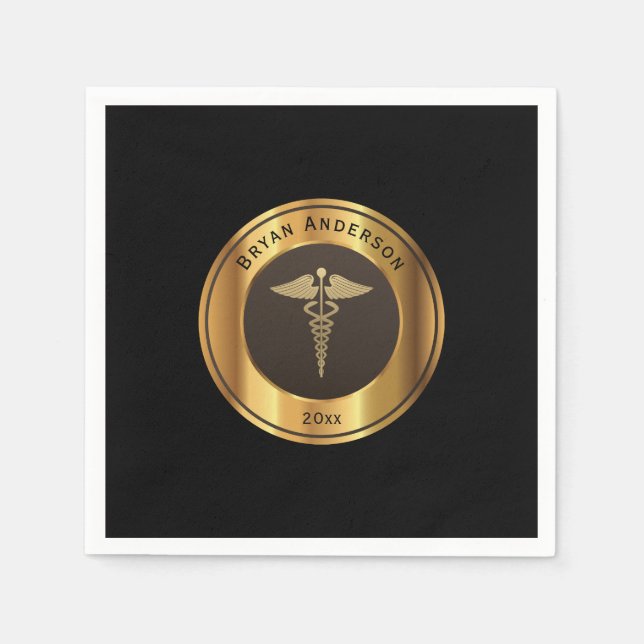 Caduceus Symbol Medical School Graduation Napkin (Front)
