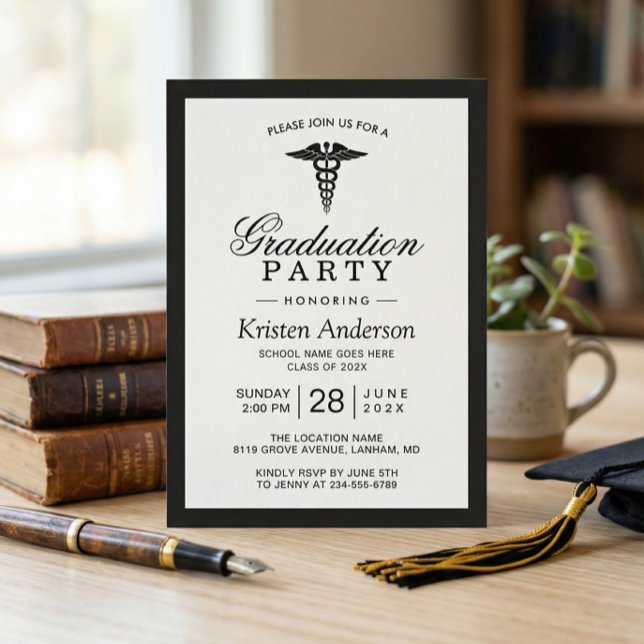 Caduceus Symbol Medical School Graduation Party Invitation (Creator Uploaded)