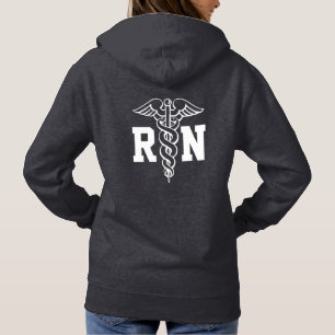 Caduceus symbol RN nurse pull over hoodie in grey 