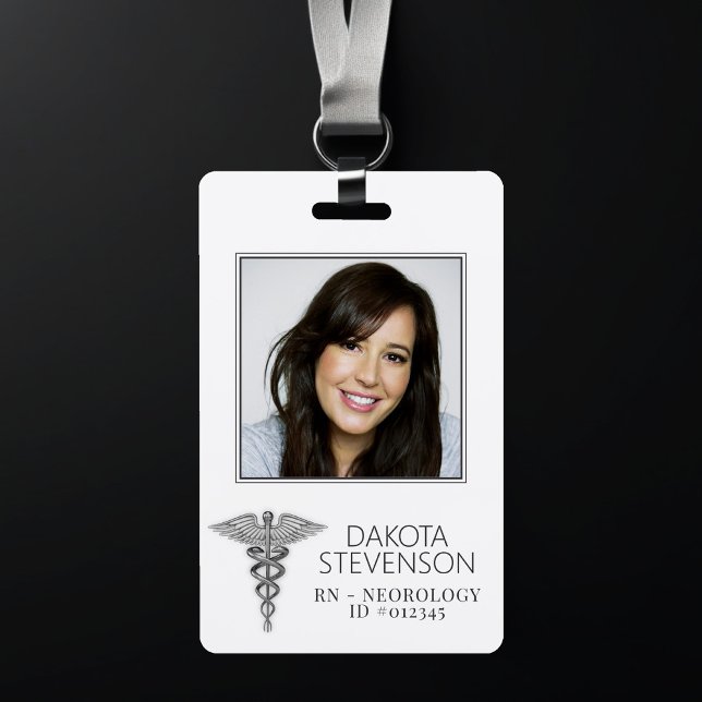 Caduceus Symbol | Silver Medical Hospital Photo ID Badge (Creator Uploaded)