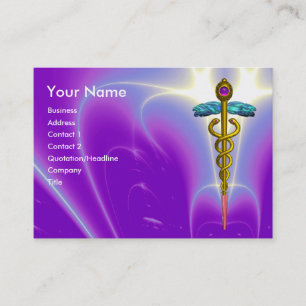CADUCEUS, vibrant blue turquase gold amethyst Business Card