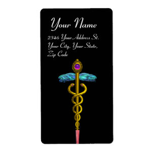 CADUCEUS, vibrant gold amethyst , black