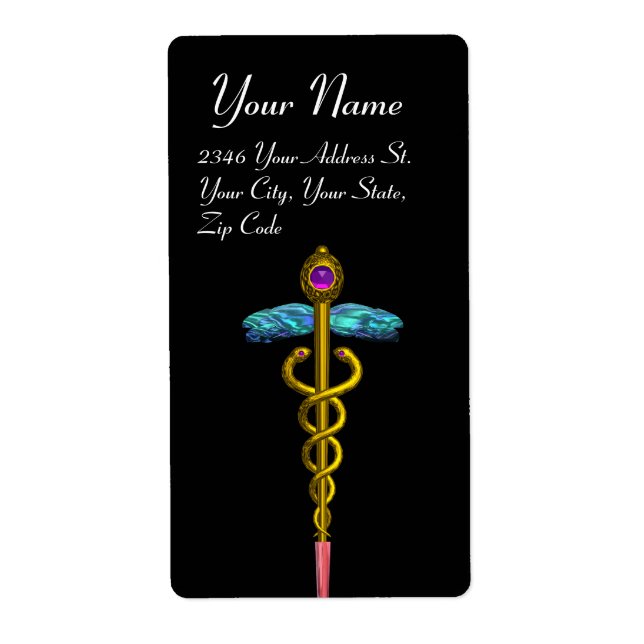 CADUCEUS, vibrant gold amethyst , black (Front)