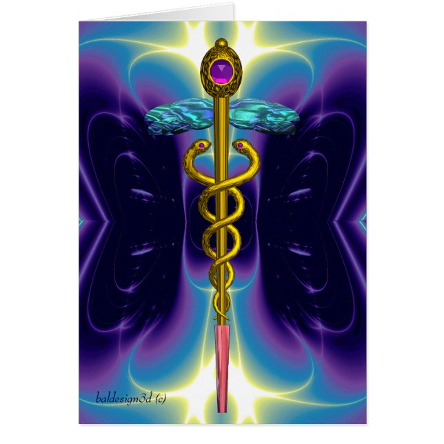 CADUCEUS, vibrant gold amethyst Blue Purple (Front)
