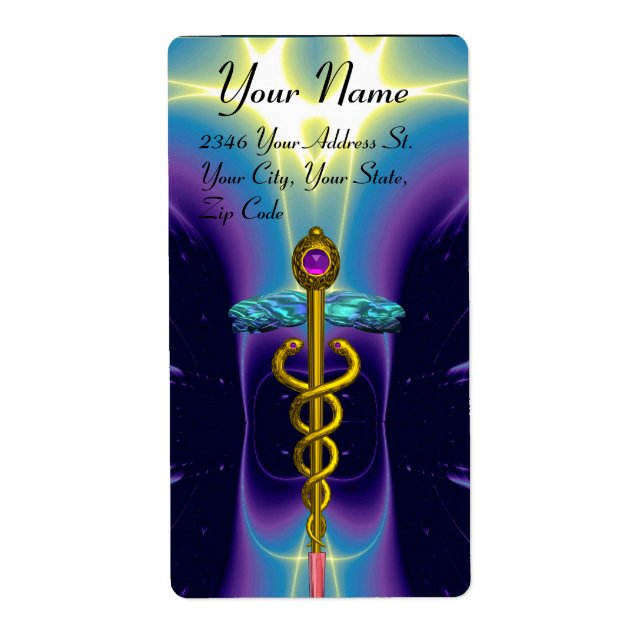 CADUCEUS, vibrant gold amethyst , blue purple (Front)