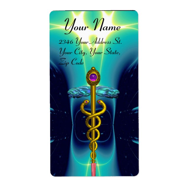 CADUCEUS, vibrant gold amethyst , blue turquase (Front)