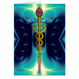 CADUCEUS, vibrant gold amethyst Blue Turquase