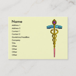 CADUCEUS,  vibrant gold amethyst Business Card