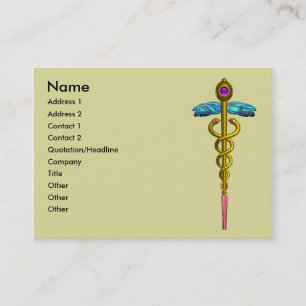 CADUCEUS,  vibrant gold amethyst Business Card