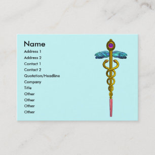 CADUCEUS,  vibrant gold amethyst Business Card