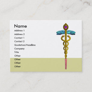 CADUCEUS,  vibrant gold amethyst Business Card
