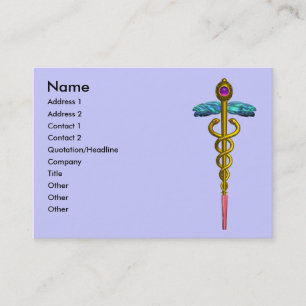 CADUCEUS,  vibrant gold amethyst Business Card
