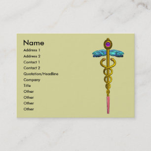 CADUCEUS,  vibrant gold amethyst Business Card