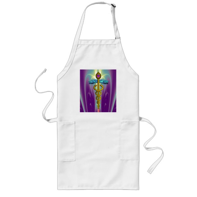 CADUCEUS , vibrant gold amethyst Long Apron (Front)