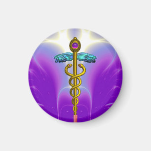 CADUCEUS , vibrant gold amethyst Magnet