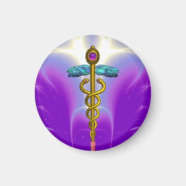 CADUCEUS , vibrant gold amethyst Magnet (Front)