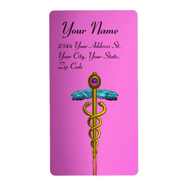 CADUCEUS, vibrant gold amethyst ,violet pink (Front)