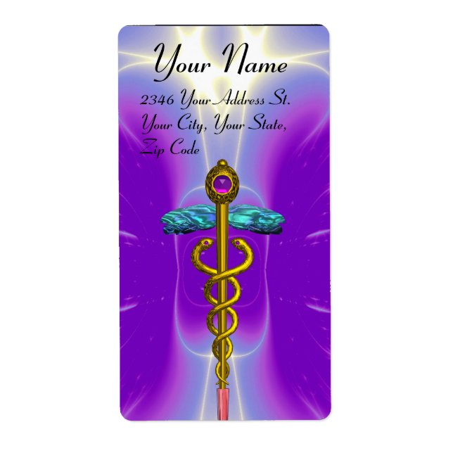 CADUCEUS, vibrant gold amethyst ,violet purple (Front)