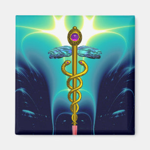 CADUCEUS , vibrant gold ametist Magnet