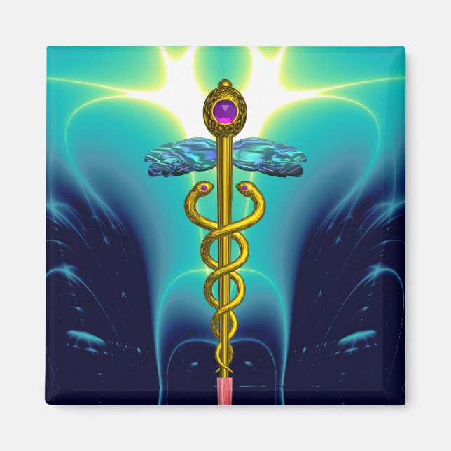 CADUCEUS , vibrant gold ametist Magnet (Front)