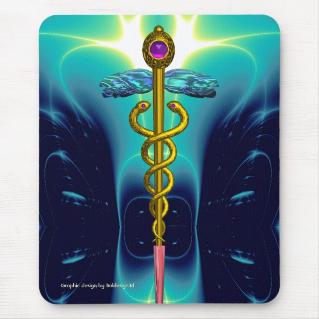 CADUCEUS , vibrant gold ametist Mouse Mat (Front)