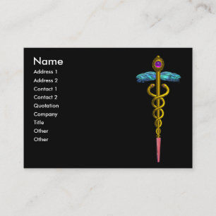 CADUCEUS ,vibrant gold pink blue black Business Card