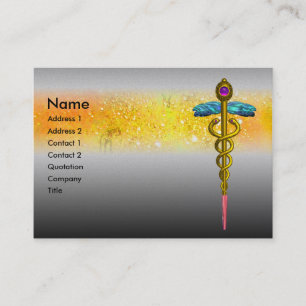 CADUCEUS, vibrant platinum metallic ,amethyst gold Business Card