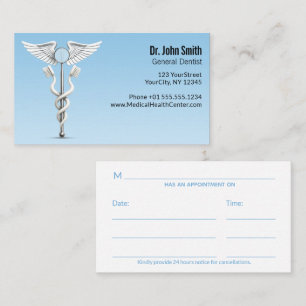 Caduceus White Dental Mirror Toothbrush Medical Appointment Card