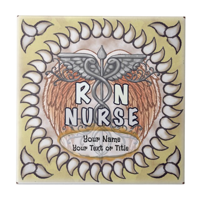 Caduceus wings rn nurse tile (Front)