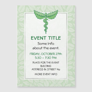 Caduceus with leaves background