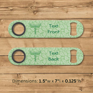 Caduceus with Leaves Background Bar Key