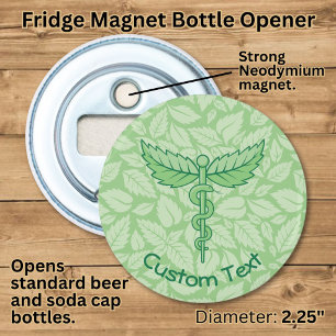 Caduceus with Leaves Background Bottle Opener