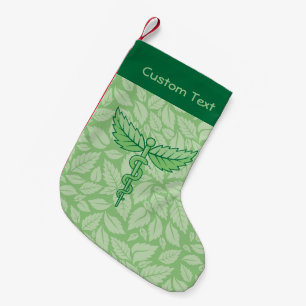 Caduceus with Leaves Background Christmas Stocking