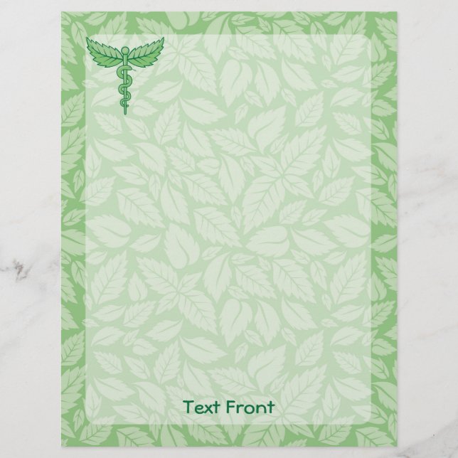 Caduceus with Leaves Background Flyer (Front)