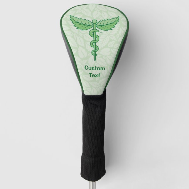 Caduceus with Leaves Background Golf Head Cover (Front)