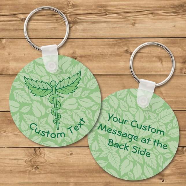 Caduceus with Leaves Background Keychain (Creator Uploaded)