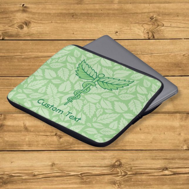 Caduceus with Leaves Background Laptop Sleeve (Creator Uploaded)