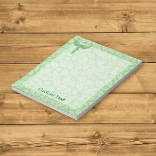 Caduceus with Leaves Background Notepad