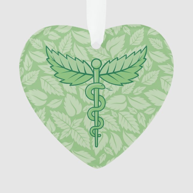 Caduceus with Leaves Background Ornament (Front)