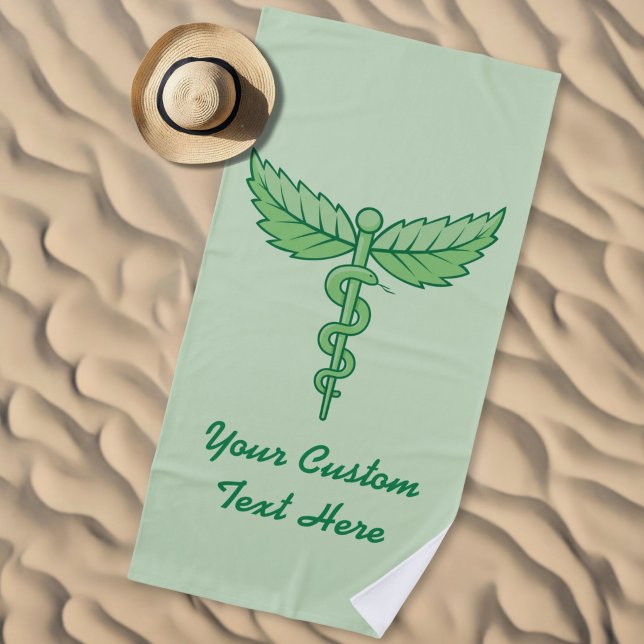 Caduceus with leaves beach towel (Creator Uploaded)