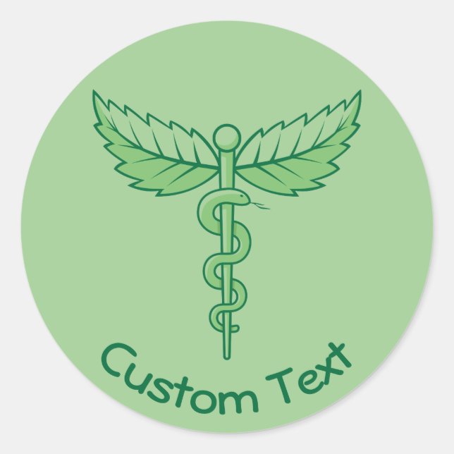 Caduceus with Leaves Classic Round Sticker (Front)