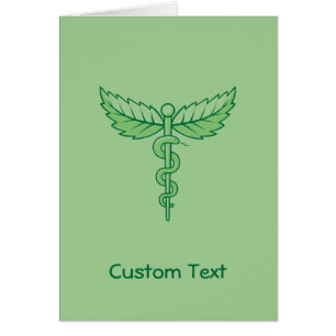 Caduceus with Leaves Greeting Card