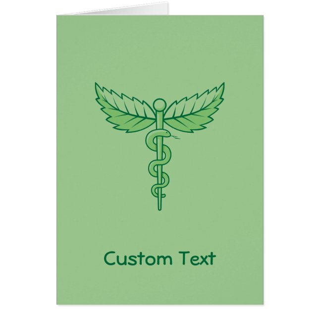 Caduceus with Leaves Greeting Card (Front)