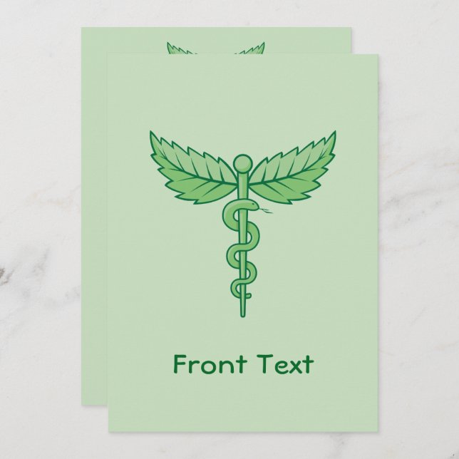 Caduceus with leaves invitation (Front/Back)