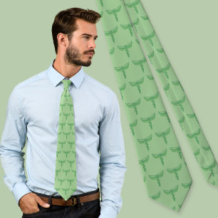 Caduceus with Leaves Neck Tie